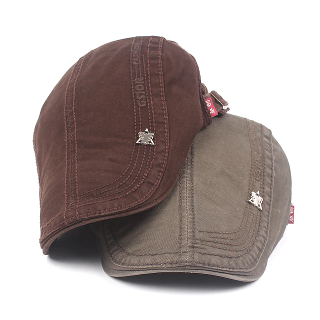 Men's Flat Cap Black Navy Blue Cotton Fashion Streetwear Stylish 1920s Fashion Outdoor Daily Going out Letter Warm 12