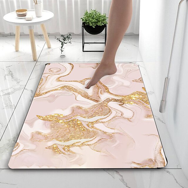  Tapis de bain en terre de diatomées motif marbre super absorbant tapis de salle de bain créatif velours corail nouveau design