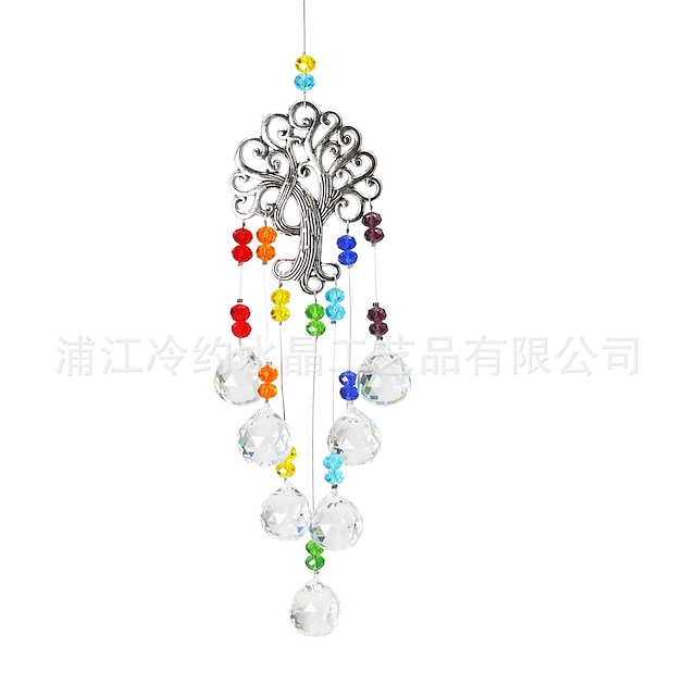  vidrio transparente bola de cristal prismas suncatcher árbol de la vida ventana colgante adorno fabricante de arco iris adorno colgante cristal jardín colgante para el hogar jardín decoración de la boda