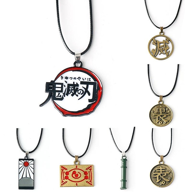  Demon Slayer Necklace Souvenir Cosplay Accessories Jewelry Kamado Nezuko Tanjiro Agatsuma Zenitsu Anime Cosplay Accessories Unisex