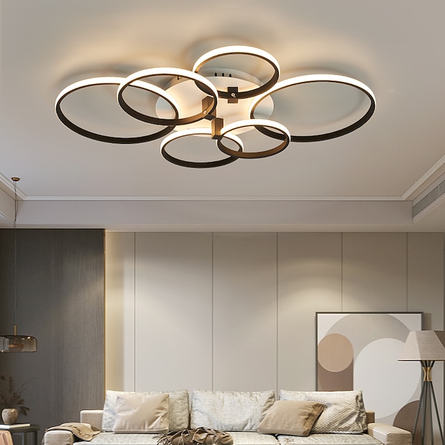  LED Ceiling Light Circle Design 80cm Ceiling Lamp Modern Artistic Metal Acrylic Style Stepless Dimming Bedroom Painted Finish Lights 110-240V ONLY DIMMABLE WITH REMOTE CONTROL
