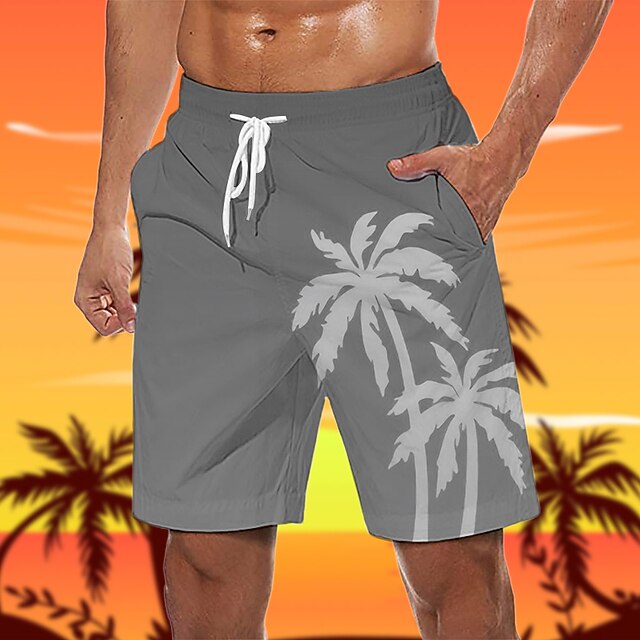 Men's Tree Graphic Prints Swim Trunks Swim Shorts Board Shorts Mid Waist Hawaiian Boho Casual Daily Holiday Drawstring with Mesh lining Elastic Waist Designer Clothing Apparel4