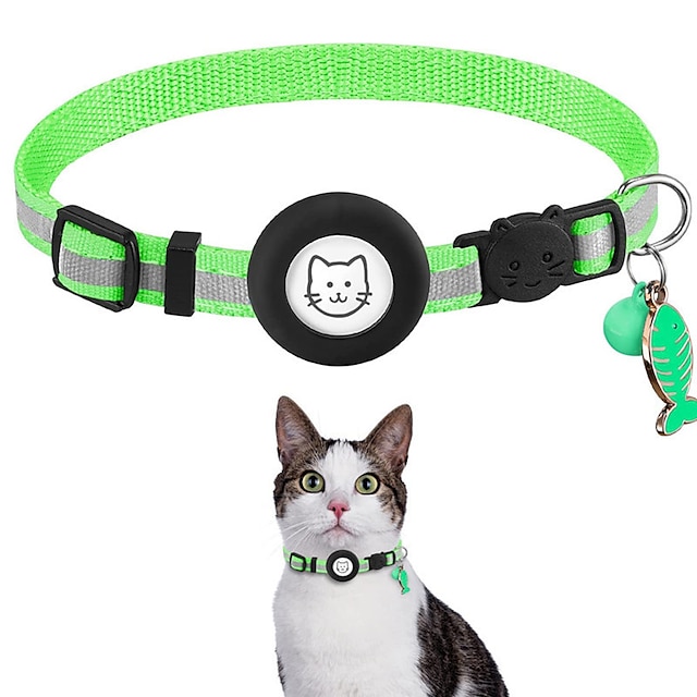  collar de gato airtag para collar airtag con campana airtag collar reflectante de espina de pescado para mascotas