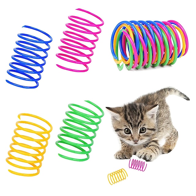  חתלתול צעצועי חתול רחב עמיד מד כבד קפיץ חתול צעצוע קפיצים צבעוניים חתול צעצוע חיית מחמד סליל ספירלה קפיצים חיי המחמד