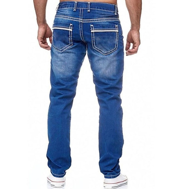 Men's Jeans Trousers Denim Pants Pocket Straight Leg Solid Colored ...