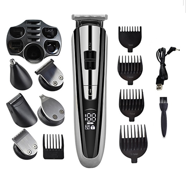  kemei hårtrimmer elektrisk klipper skønhedssæt multifunktions barbermaskine til mænd skægtrimmer ledningsfri skæremaskine lcd-skærm 5