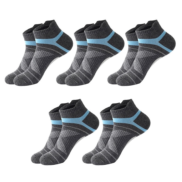  Per uomo 5 coppie Calzini Sopra la caviglia Calzini da corsa Nero Blu Colore Color Block Da tutti i giorni Da mare Fine settimana Medio spessore Estate Primavera Top caldi