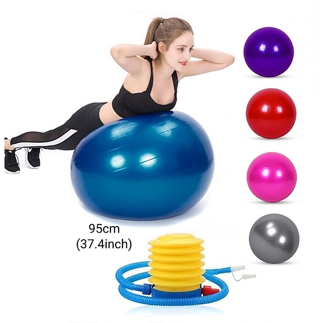 Exercise Ball Fitness Ball with Foot Pump Professional Extra Thick Anti Slip Durable PVC Support 500 kg Physical Therapy Balance Training Relieve for Home Workout Yoga Fitness