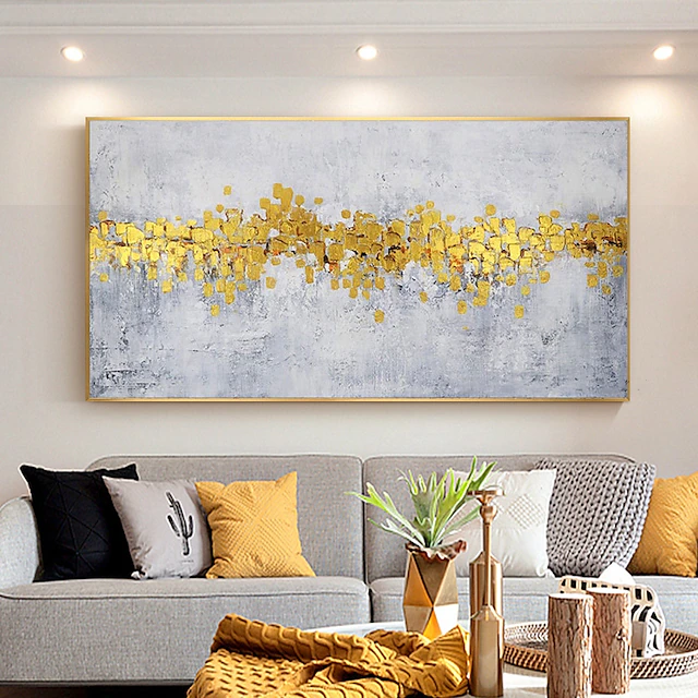 Handmade Oil Painting Canvas Wall Art Decoration Modern Abstract Golden for Home Decor Rolled Frameless Unstretched Painting 7