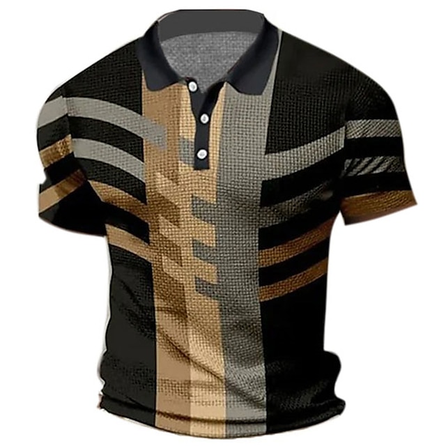  Men's Polo Shirt Golf Shirt Graphic Prints Geometry Turndown Red Blue Green Gray Outdoor Street Short Sleeves Print Button-Down Clothing Apparel Sports Fashion Streetwear Designer