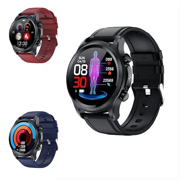  696 E400 Slimme horloge 1.39 inch(es) Slimme armband Smartwatch Bluetooth ECG + PPG Temperatuurbewaking Stappenteller Compatibel met: Android iOS Heren Berichtherinnering IP 67 31 mm horlogekast