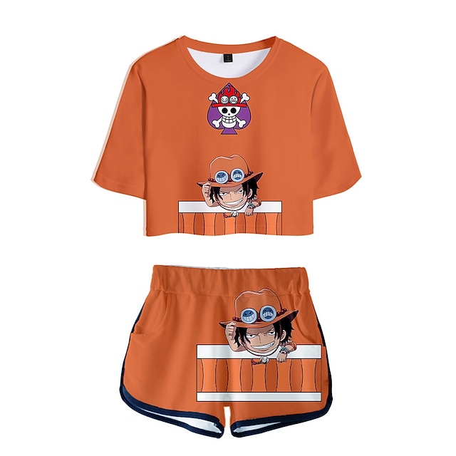  One Piece Monkey D. Luffy Roronoa Zoro Outfits Shorts Crop Top Anime 3D Graphic For Women's Adults' 3D Print