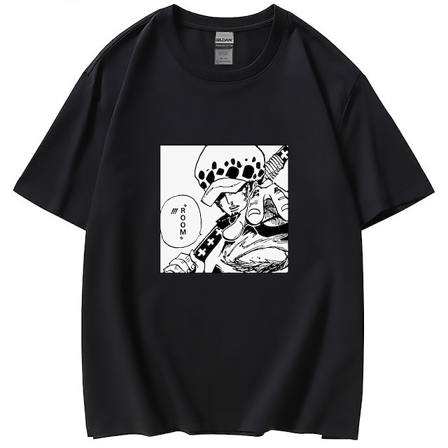  One Piece Trafalgar laki T-paita Painettu Perinteinen Katutyyli Käyttötarkoitus Pariskuntien Miesten Naisten Aikuisten Kuuma leimaus Rento / arki