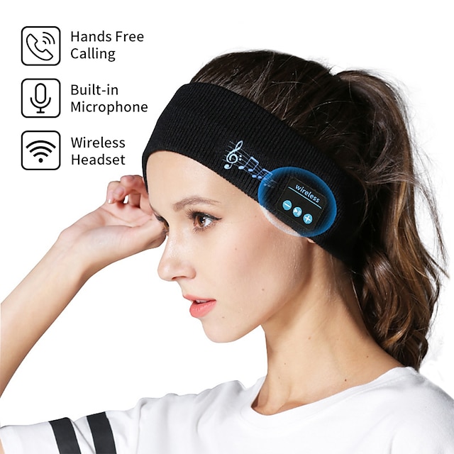  Bluetooth Headband HD Speakers Z3 Bluetooth 5.0 Wireless Headband Headphones Stylish Grey Headband Outdoor Fitness Headset Music Headband Knitting Movement for Christmas Gift