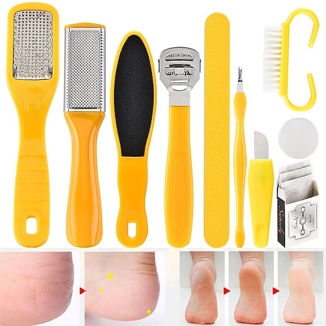  Set de instrumente profesionale pentru pedichiură 10 în 1 din oțel inoxidabil raspătoare pentru picioare Peeling și calus pentru picioare curată set de instrumente pentru piele moartă Kit de îngrijire