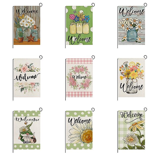 Flower Garden Flags Double Sided Fiberflax Flower Themed Garden Flag