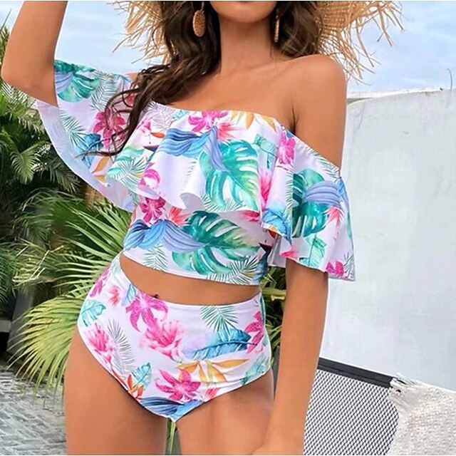 Maillots de Bain Tankini 2 pièces Maillot de bain Femme A Volants 2