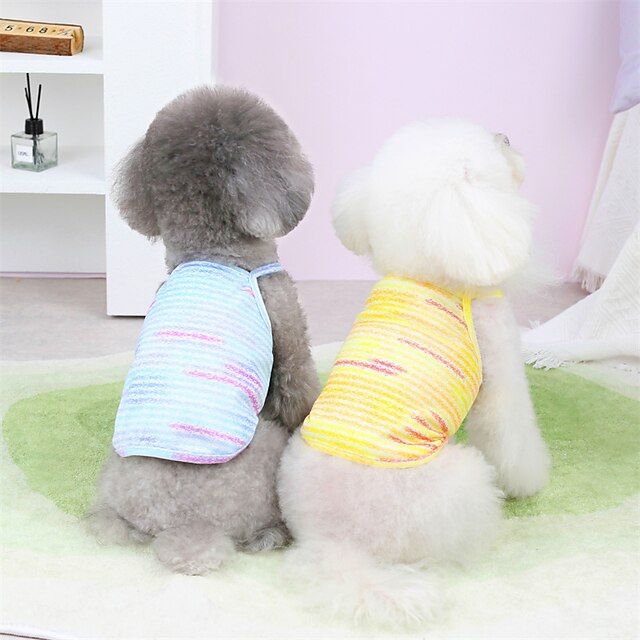  Dog Cat Vest Stripes Adorable Sweet Outdoor Dailywear Dog Clothes Puppy Clothes Dog Outfits Soft Black Yellow Light Blue Costume for Girl and Boy Dog Polyester Cotton XS S M L XL