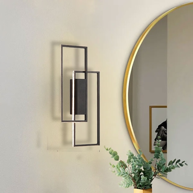  Lightinthebox Luces de pared LED para interior, luz doble rectangular negra, lámpara montada en la pared, iluminación de pared de metal LED moderna para dormitorio, comedor, lámpara de noche para