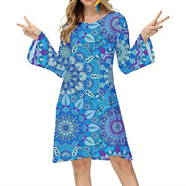 Hippie Retro Vintage 1970s Disco Dress Women's Costume Vintage Cosplay ...