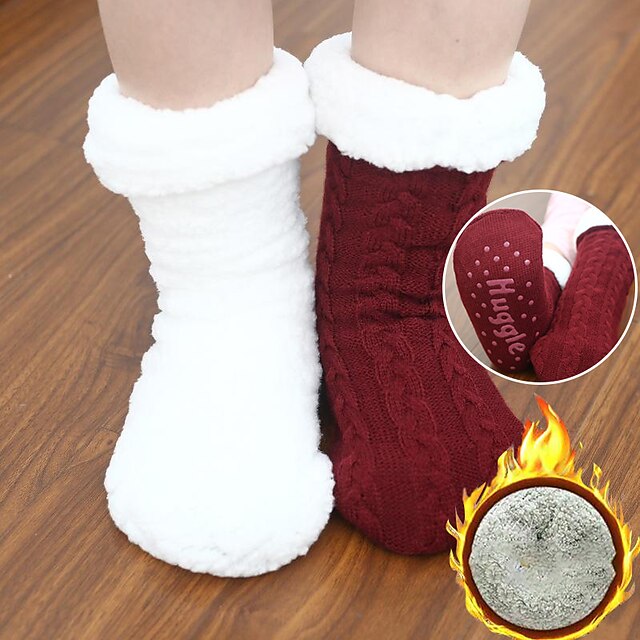  jule fleece sokker push for dame menn, varme myke fluffy sokker tykk kose sokk vinter jule sokker til dame 6 eller 5 par