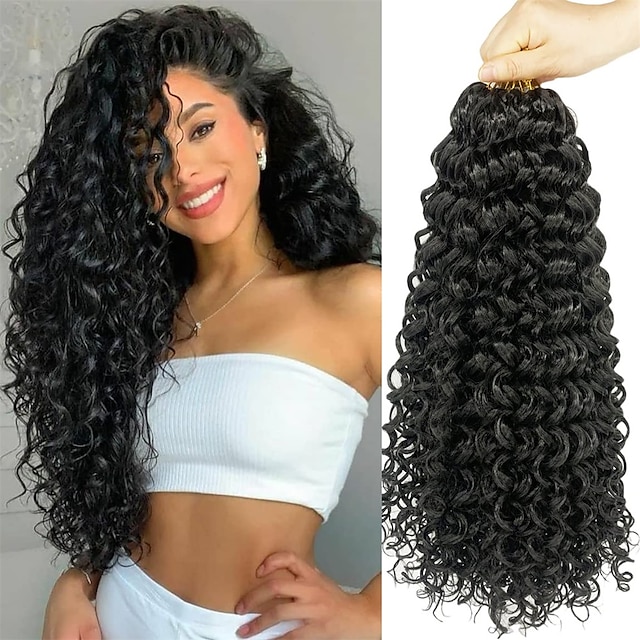  18 polegadas 8 pacotes de cabelo de crochê encaracolado onda de praia cabelo de crochê onda profunda tranças onduladas cabelo de crochê encaracolado para mulheres negras