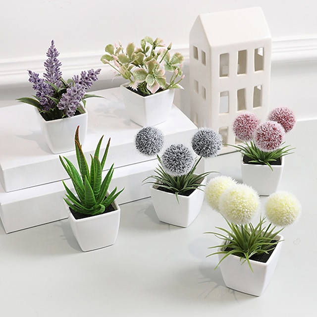 Faceta Paja Atlas 6 uds mini plantas en macetas flores artificiales plantas en macetas  pequeñas macetas blancas de plástico adecuadas para decoración de  estantería de exhibición de ventana de escritorio interior 9446035 2023 –  €22.94
