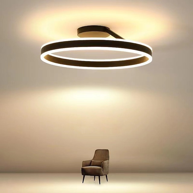  led plafondlamp 50cm 1-lichts ring cirkel design dimbaar aluminium gelakte afwerkingen luxe moderne stijl eetkamer slaapkamer hanglampen 110-240v alleen dimbaar met afstandsbediening