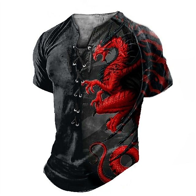 Men's Henley Shirt Tee Graphic Animal Henley Clothing Apparel 3D Print