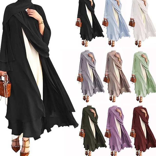  Women's Arabian Muslim Robe Coat Dress With Hat Cap Hijab Scarfs 2 Pieces Adults Religious Saudi Arabic Dress Abaya Hijab Khimar For Ramadan Dress