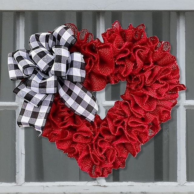  New decorations cloth art Valentine's Day wreath peach heart wall hanging holiday decoration
