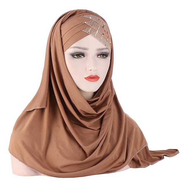  Women's Hijab Scarfs Scarf Wrap Religious Arabian Muslim Ramadan Solid Colored Adults Headpiece