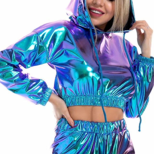  Taneční kostýmy Exotické taneční oblečení tanec u tyče Vrchní deska Čistá Barva Barevně dělené Dámské Výkon Trénink Dlouhý rukáv Polyester
