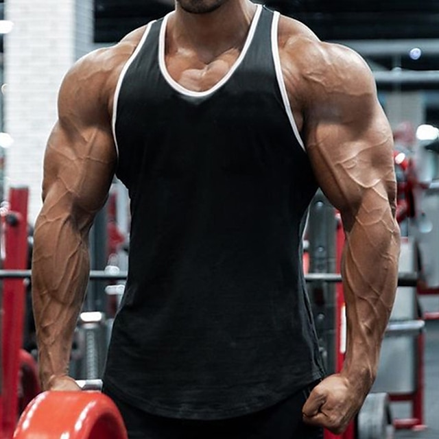  Herren Tank Top Shirt Unterhemden Glatt U-Ausschnitt Sport Täglich Ärmellos Bekleidung Modisch Muskel Trainieren
