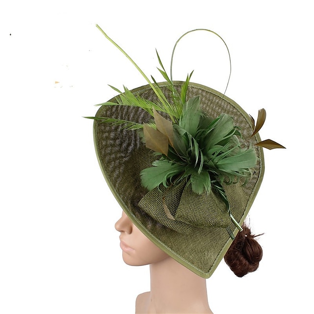  fascinators Polyesteri Bruiloft Teaparty Kentucky Derby Paardenrace Damesdag Elegant Vintage Dame Met Veer Strik Helm Hoofddeksels