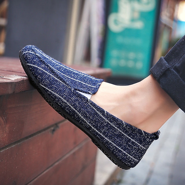 Men's Loafers & SlipOns Driving Loafers Classic Casual Outdoor Daily Canvas Loafer 8819 gray