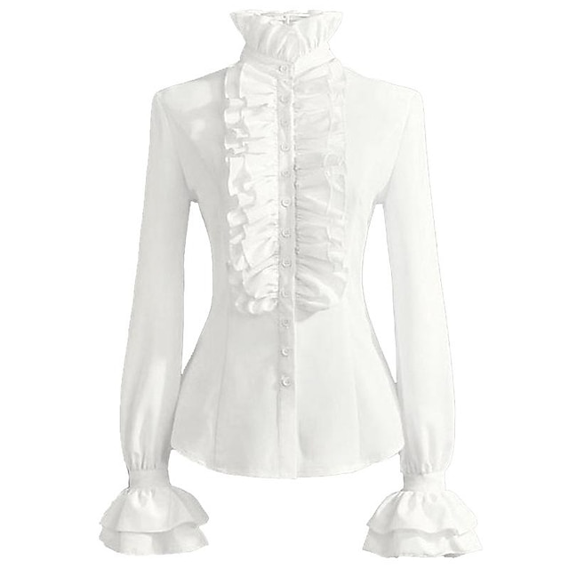  Rétro Vintage Médiéval Renaissance Blouse / Chemise Princesse Vampire Pirate Couleur Unie Femmes Pirate Royal Steampunk Mascarade Décontracté Quotidien Adulte Blouses