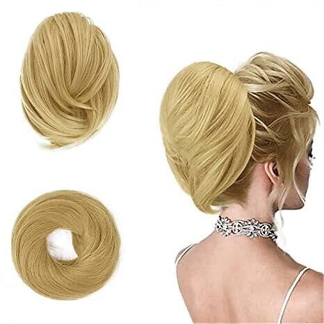 Hair Bun Ponytail Extension Straight Synthetic Hairpiece Fully Short