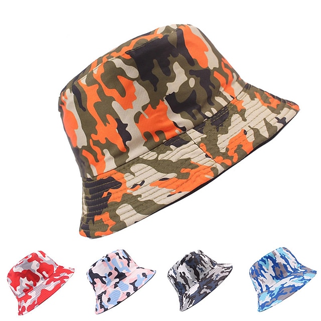 Men's Bucket Hat Pink Red Polycotton Print Streetwear Stylish Casual