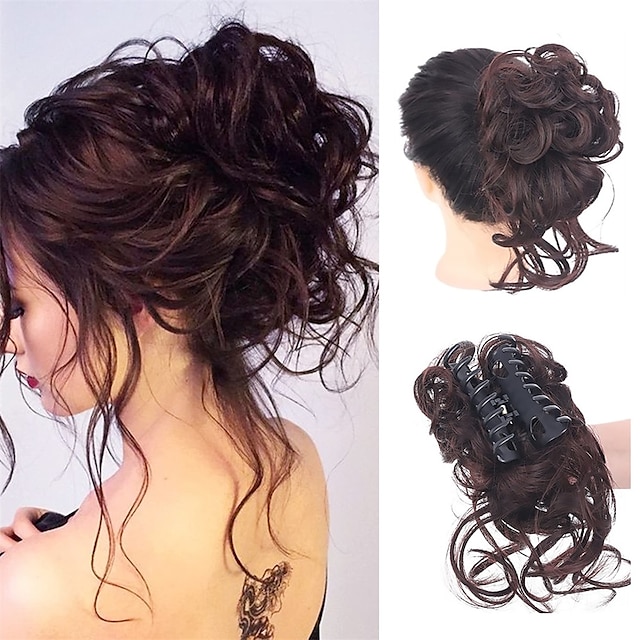 Claw Messy Bun Hair Pieces Clip Wavy Curly Hair Chignon Clip in ...