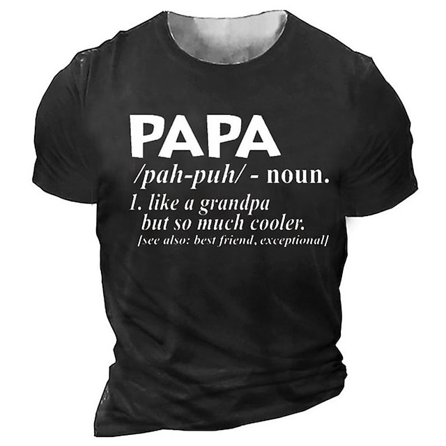  Father's Day papa shirts Mens Graphic Shirt Black 3D For | Summer Cotton Letter Vintage Fashion Designer Print Tee Papa Outdoor Casual Daily Navy Blue Like Grandpa But So Much Cooler Father'S