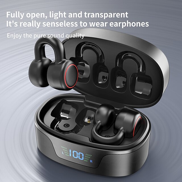  2023 NEW Bone Conduction Earphone Bluetooth 5.3 Ear Clip on Ear Earring Wireless Headphones Sports Headsets Ear Hook with Mic