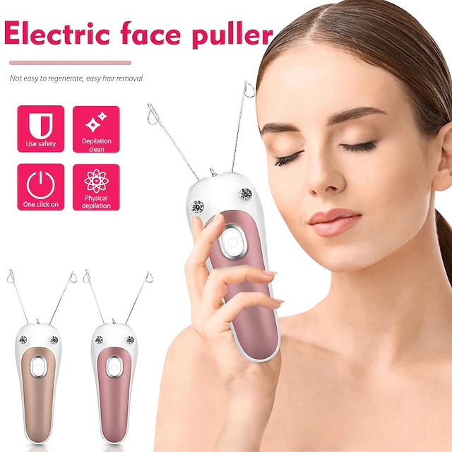 Electric Facial Hair Remover Female Body Leg Face Cotton Thread Epilator Shaver Mini Women Hair Removal Beauty Machine 10