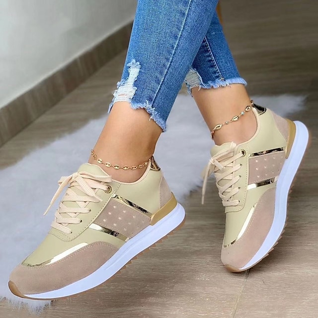  Weiße Damen-Sneaker mit roségoldenen Akzenten – stylische Schnürschuhe für unterwegs, die Arbeit und den Alltag