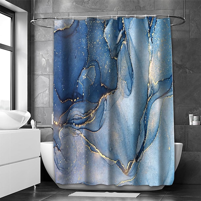  cortina de chuveiro com ganchos, padrão de mármore tecido de arte abstrata decoração para casa banheiro cortina de chuveiro impermeável com gancho luxo moderno