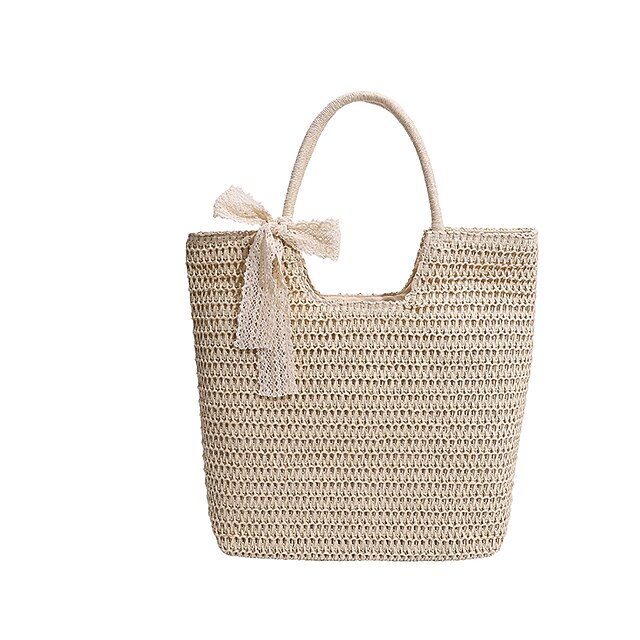 Women's Tote Straw Bag Straw Holiday Beach Large Capacity Solid Color