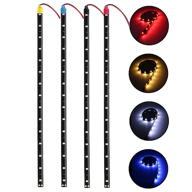  Car Decoration LED Strip Light Automatic DRL Ambient Light 12V 30cm White Red Yellow Blue