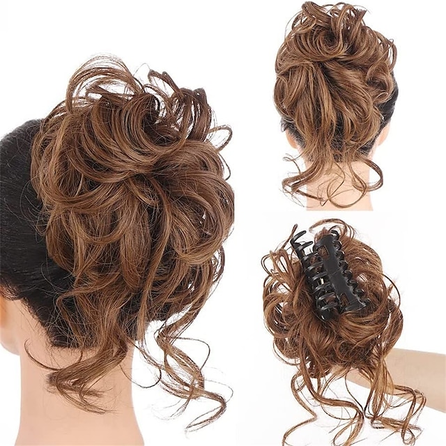 Claw Messy Bun Hair Pieces Clip Wavy Curly Hair Chignon Clip in ...