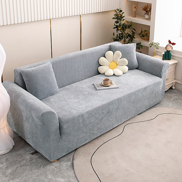  эластичный чехол для дивана чехол жаккардовый эластичный секционный диван кресло двухместное кресло 4 или 3 местный L-образный серый ботанические растения мягкий прочный моющийся