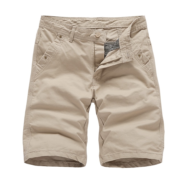  Men's Cargo Shorts Capri shorts Multi Pocket Plain Comfort Outdoor Calf-Length Outdoor Daily Going out 100% Cotton Fashion Streetwear Black Army Green